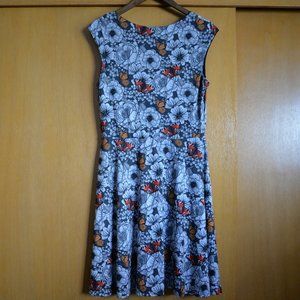 Betabrand Round-Trip Dress Black & white butterfly